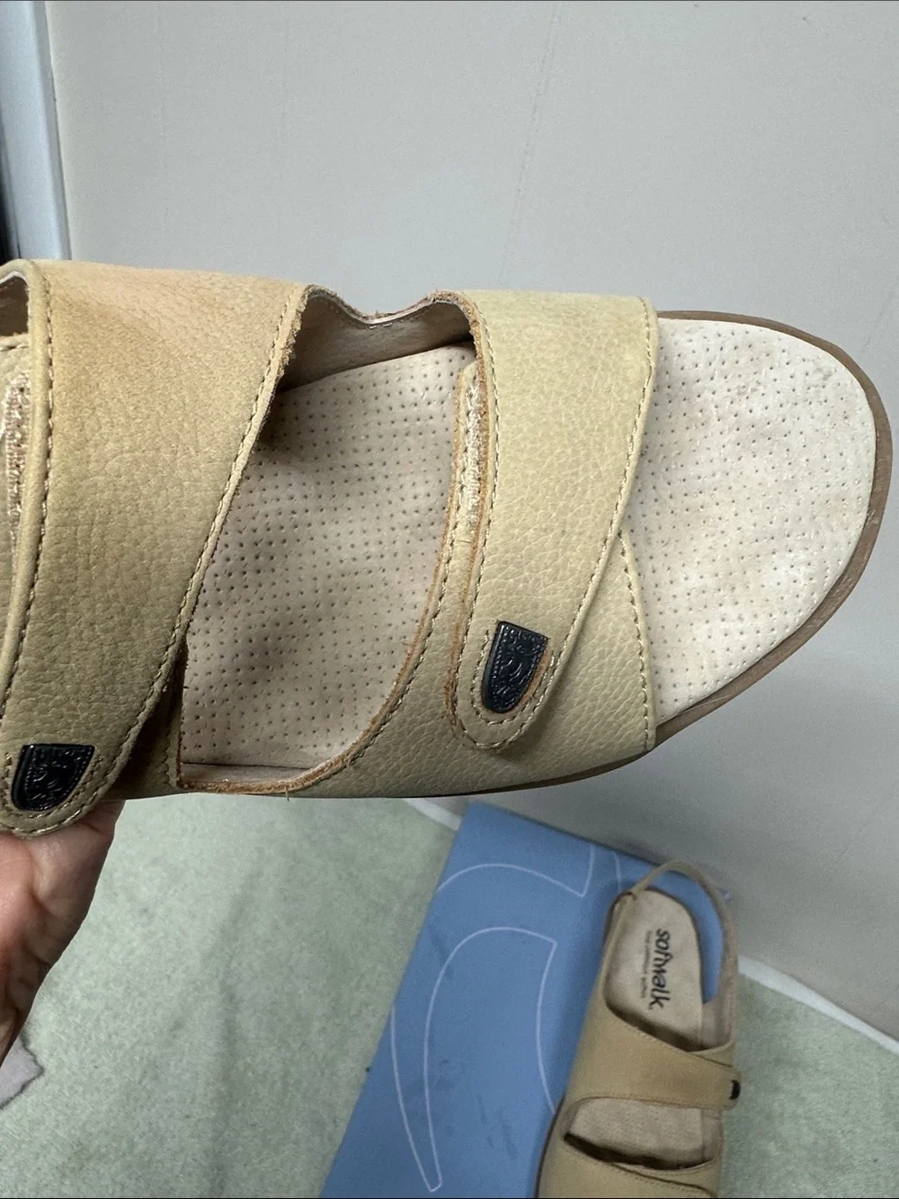 SoftWalk Beige Open-Back Comfort Sandal
